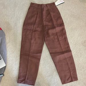 Vintage Giorgio Sant’Angelo 100% Linen High Waist Pants Mocha Petite (26 x 28)